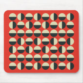 レトロレッドブラックベージュ水玉模様60年代パターン マウスパッド (正面)
