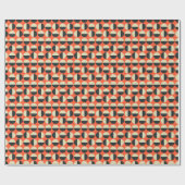 レトロレッドブラックベージュ水玉模様60年代パターン ラッピングペーパー (フラット)