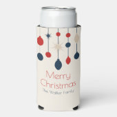 レトロレッドブルーオーナメントクリスマスパーティー スリム缶クーラー (Seltzer正面)
