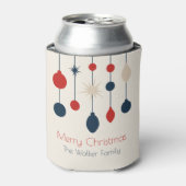 レトロレッドブルーオーナメントクリスマスパーティー 缶クーラー (缶正面)