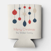 レトロレッドブルーオーナメントクリスマスパーティー 缶クーラー (裏面)