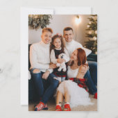 レトロレッドブルーオーナメントクリスマスフォト シーズンカード (裏面)