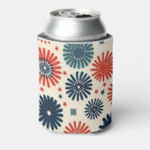 レトロレッドブルーフラワーズ7月4日パーティー 缶クーラー (缶裏面)