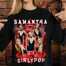 レトロレッドブートレグロップTシャツビンテージコラージュ写真 Tシャツ