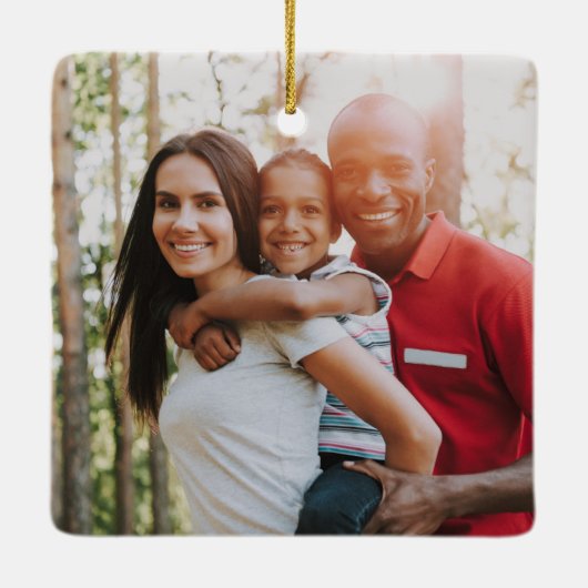 レトロレッドプレイドクリスマストラックカスタムの写真 セラミックオーナメント (裏面)