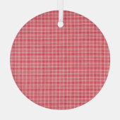 レトロレッドプレイドタータンチェック：シームレスパターン。 ガラスオーナメント (裏面)