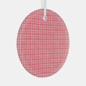 レトロレッドプレイドタータンチェック：シームレスパターン。 ガラスオーナメント (正面右)