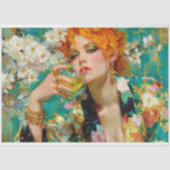 レトロレッドヘッドトロピカルライムカクテルデクページ 薄葉紙 (正面)