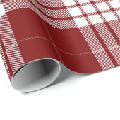 レトロレッドホワイトクリスマスニューイヤータータンチェックプレイド ラッピングペーパー (ロールコーナー)