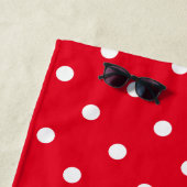 レトロレッドホワイト水玉模様 ビーチタオル (インサイチュ)