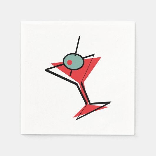 レトロレッドマルティーニ スタンダードカクテルナプキン (正面)