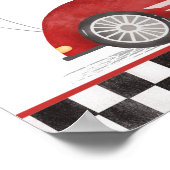 レトロレッドレースカーファーストワン誕生日歓迎 ポスター (角)