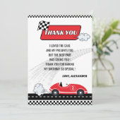 レトロレッドレースカーボーイ誕生日パーティー サンキューカード (スタンド正面)