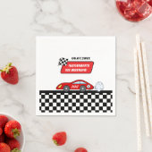 レトロレッドレースカーレーシングボーイ1歳の誕生日 スタンダードカクテルナプキン (インサイチュ)