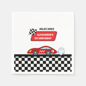 レトロレッドレースカーレーシングボーイ1歳の誕生日 スタンダードカクテルナプキン (正面)