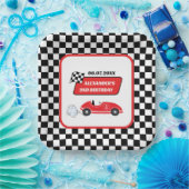 レトロレッドレースカーレーシングボーイ2歳の誕生日 ペーパープレート (パーティー)