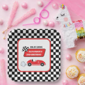 レトロレッドレースカーレーシングボーイ2歳の誕生日 ペーパープレート (パーティー)