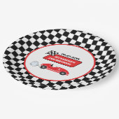 レトロレッドレースカーレーシングボーイ2歳の誕生日 ペーパープレート (アングル)