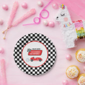 レトロレッドレースカーレーシングボーイ2歳の誕生日 ペーパープレート (パーティー)