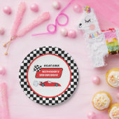 レトロレッドレースカーレーシングボーイ3歳の誕生日 ペーパープレート (パーティー)