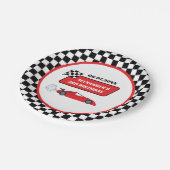 レトロレッドレースカーレーシングボーイ3歳の誕生日 ペーパープレート (アングル)