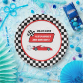 レトロレッドレースカーレーシングボーイ3歳の誕生日 ペーパープレート (パーティー)