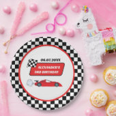 レトロレッドレースカーレーシングボーイ3歳の誕生日 ペーパープレート (パーティー)