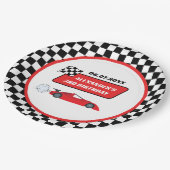 レトロレッドレースカーレーシングボーイ3歳の誕生日 ペーパープレート (アングル)