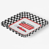 レトロレッドレースカーレーシングボーイ3歳の誕生日 ペーパープレート (傾斜あり)