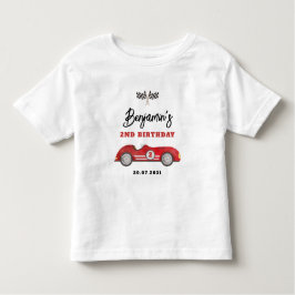 レトロレッドレースカーTwo Fast Boy 2nd誕生日 トドラーTシャツ