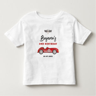レトロレッドレースカーTwo Fast Boy 2nd誕生日 トドラーTシャツ