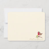 レトロレッドロビンインスパイアヴィンテージハンド – 図解入りの、写真付きの ノートカード (裏面)