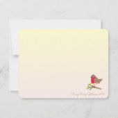 レトロレッドロビンインスパイアヴィンテージハンド – 図解入りの、写真付きの ノートカード (裏面)