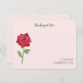 レトロレッドローズオリジナルコラージアートミッドセンチュリー ノートカード (正面/裏面)