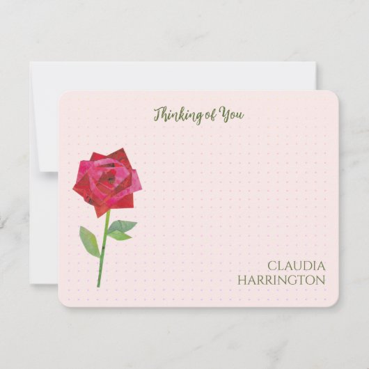 レトロレッドローズオリジナルコラージアートミッドセンチュリー ノートカード (正面)