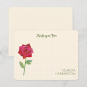 レトロレッドローズオリジナルコラージアートミッドセンチュリー ノートカード (正面/裏面)