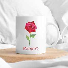 レトロレッドローズキュートミッドセンチュリーバレンタイン コーヒーマグカップ