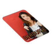 レトロレッド文字オーバーレイユニークはっきりした大学院写真 マグネット (右側)