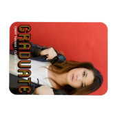 レトロレッド文字オーバーレイユニークはっきりした大学院写真 マグネット (横)