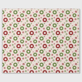 レトロレッド&グリーンクリスマスラッピング紙 ラッピングペーパー (フラット)