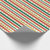 レトロレッド、グリーン玩具ストライプラッピング紙 ラッピングペーパー (角)