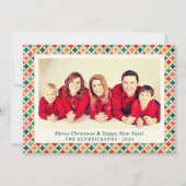 レトロレッド/グリーン/金ゴールドスターズホリデーフォト シーズンカード (正面)