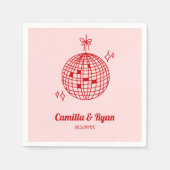 レトロレッド&ピンクディスコ結婚のデコナプキンス スタンダードカクテルナプキン (正面)