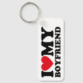 レトロレッド&ブラック私は私のボーイフレンドを愛 キーホルダー (正面)