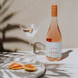 レトロレッド&ブルーストライプバチェロレッテ スパークリングワインラベル