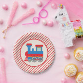 レトロレッド&ブルートレイン ペーパープレート (パーティー)