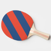 レトロレッド&ブルー三はっきりしたストライプ 卓球ラケット (横)