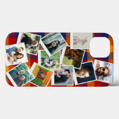 レトロレッド・ブルー・プレイド・スナップショット・フォト・コラージュ Case-Mate iPhoneケース (裏面 (横))