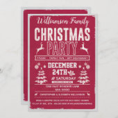 レトロレッモダンドファミリークリスマスパーティー 招待状 (正面/裏面)