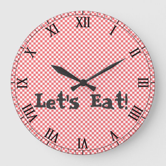 レトロレッ市松模様にドウォール時計 ラージ壁時計 (正面)